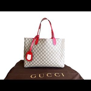 Authentic Gucci Reversible Tote GG Print Leather Medium